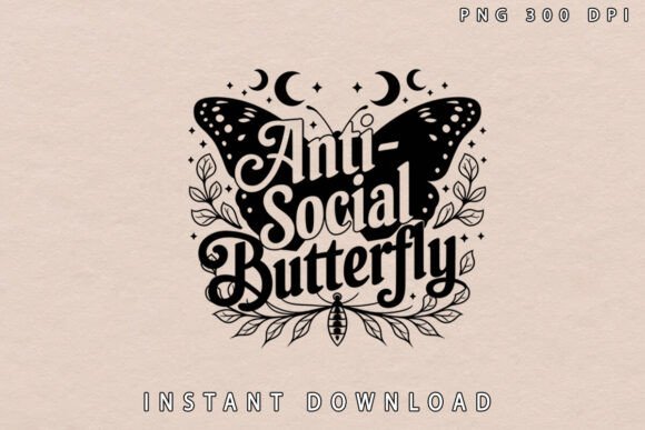 Anti-Social Butterfly Gothic PNG: A Design Asset for Moody Aesthetics