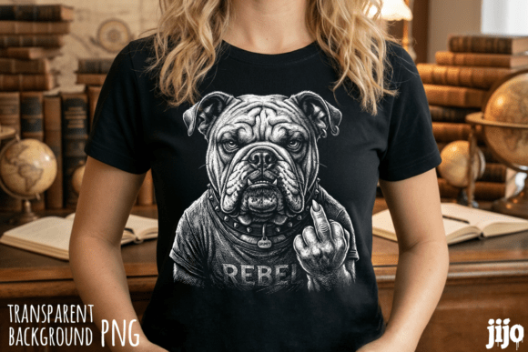 Bulldog Rebel Grumpy Dog PNG: Attitude-Fueled Design for Merch Creators