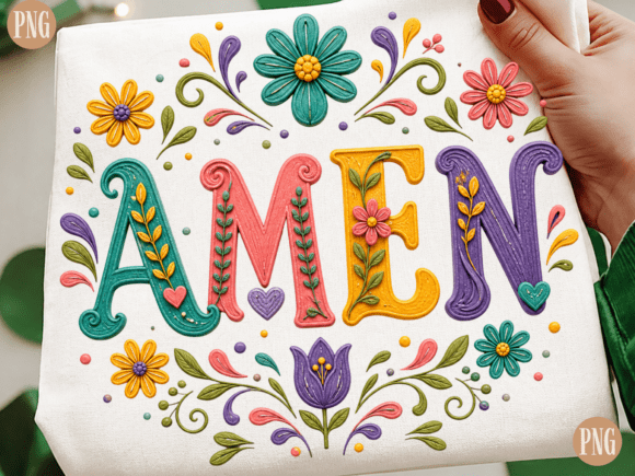 Designing with Faith: The Vibrant Amen Floral PNG