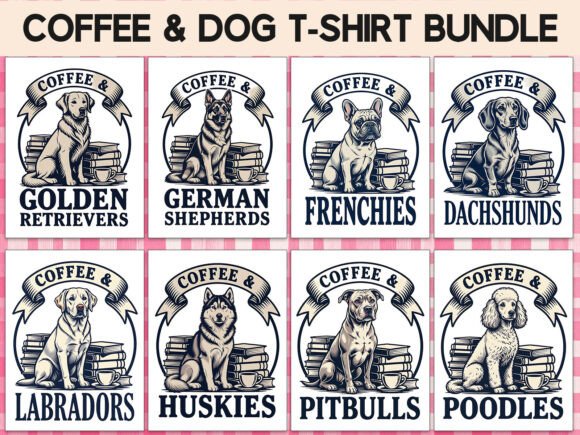 Funny Coffee & Dog T-Shirt Bundle PNG: Design for Dog Lovers
