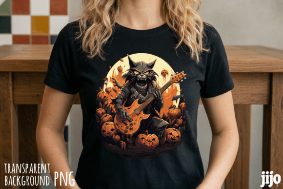 Punk Halloween Cat Guitar: A High-Energy Design Asset