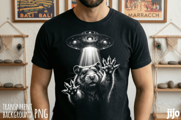 Quirky Sci-Fi Art: The Ufo Alien Rodent Abduction PNG