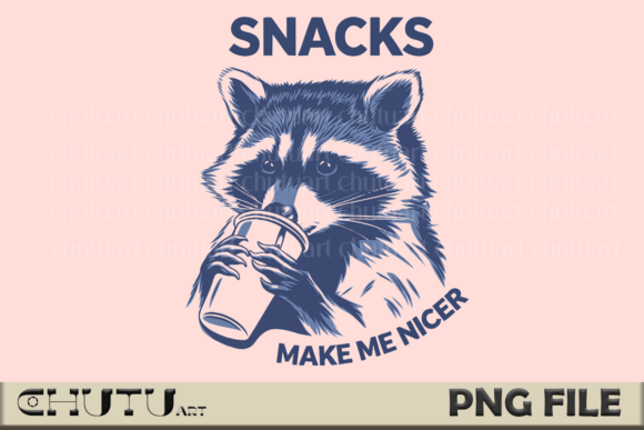 Raccoon Snacks PNG: A Funny Animal Quote for Designers