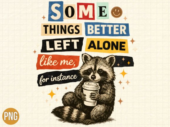 Retro Sarcastic Raccoon Coffee PNG: A Design Asset with Attitude