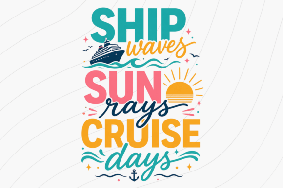Ship Waves Sun Rays Cruise Days PNG: Set Sail with Vibrant Summer Design