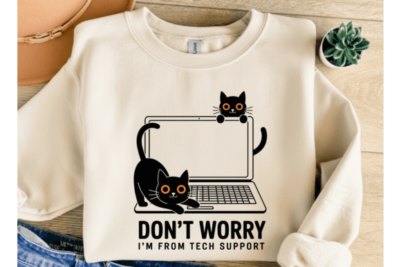 Tech Support Cat PNG: The Funny IT Cat for Modern Design